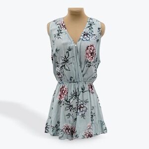 Show Me Your Mumu Romper Floral Print Light Blue Sleeveless‎ Summer M